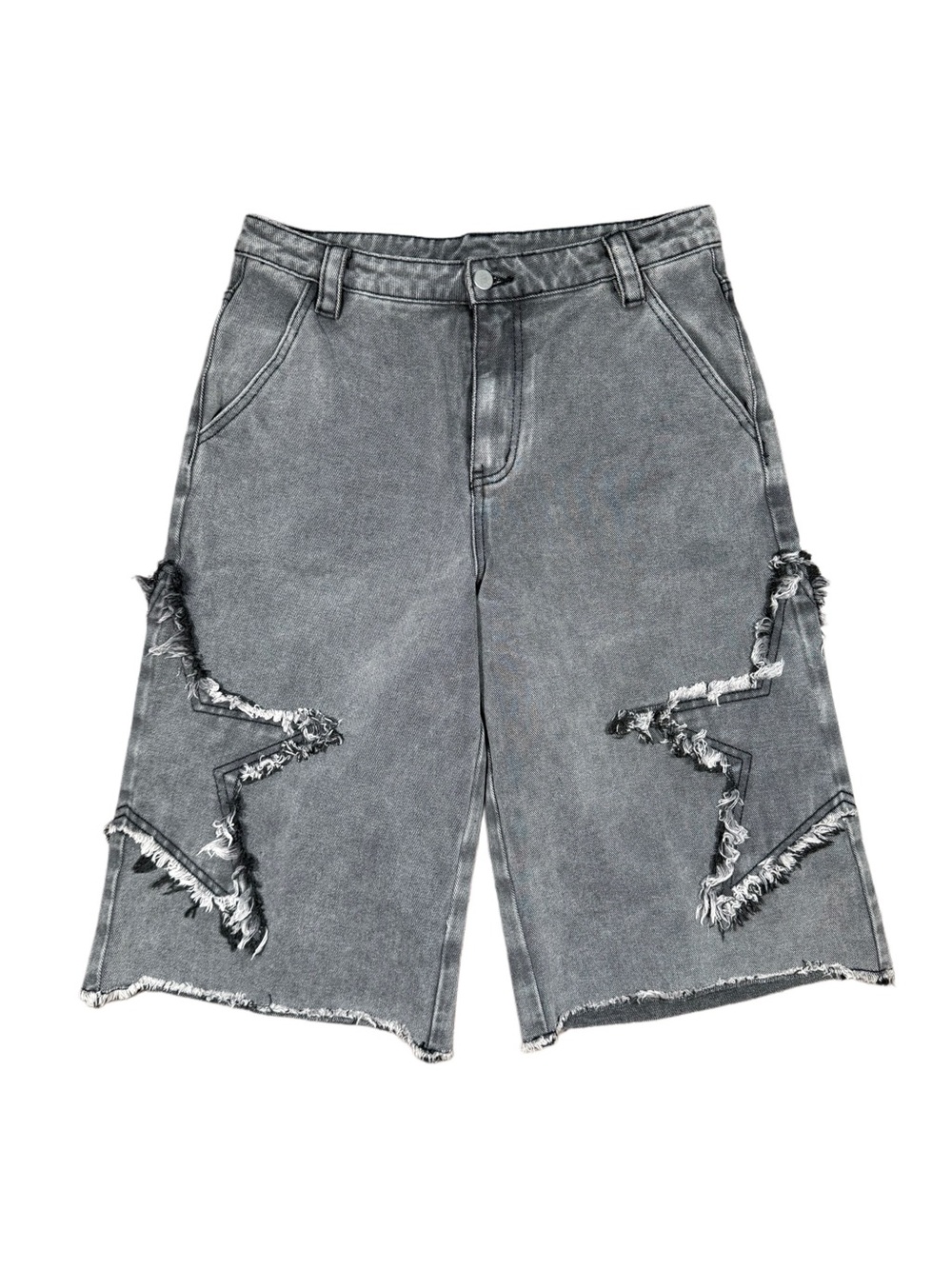 Y2K Low Rise Distressed Grey Denim Shorts